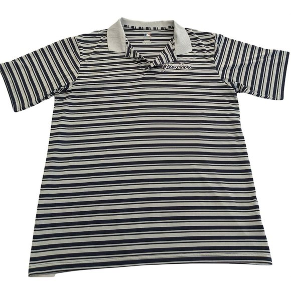 Men's Blue Gray Striped NEW YORK YANKEES Golf Polo Shirt MLB MERCHANDISE  Sz XL - Picture 1 of 12